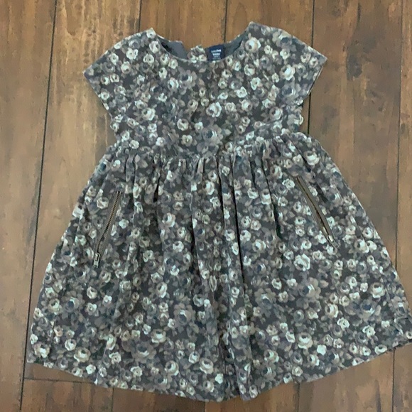 EUC Corduroy Flower Button Down Zipper Pocket Dress - Picture 1 of 5